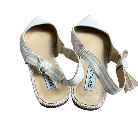 Steve Madden Cream Pointed Toe Slingback Flats with bows Size 9 - Picture 4 of 5